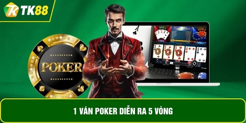 1 ván poker diễn ra 5 vòng 